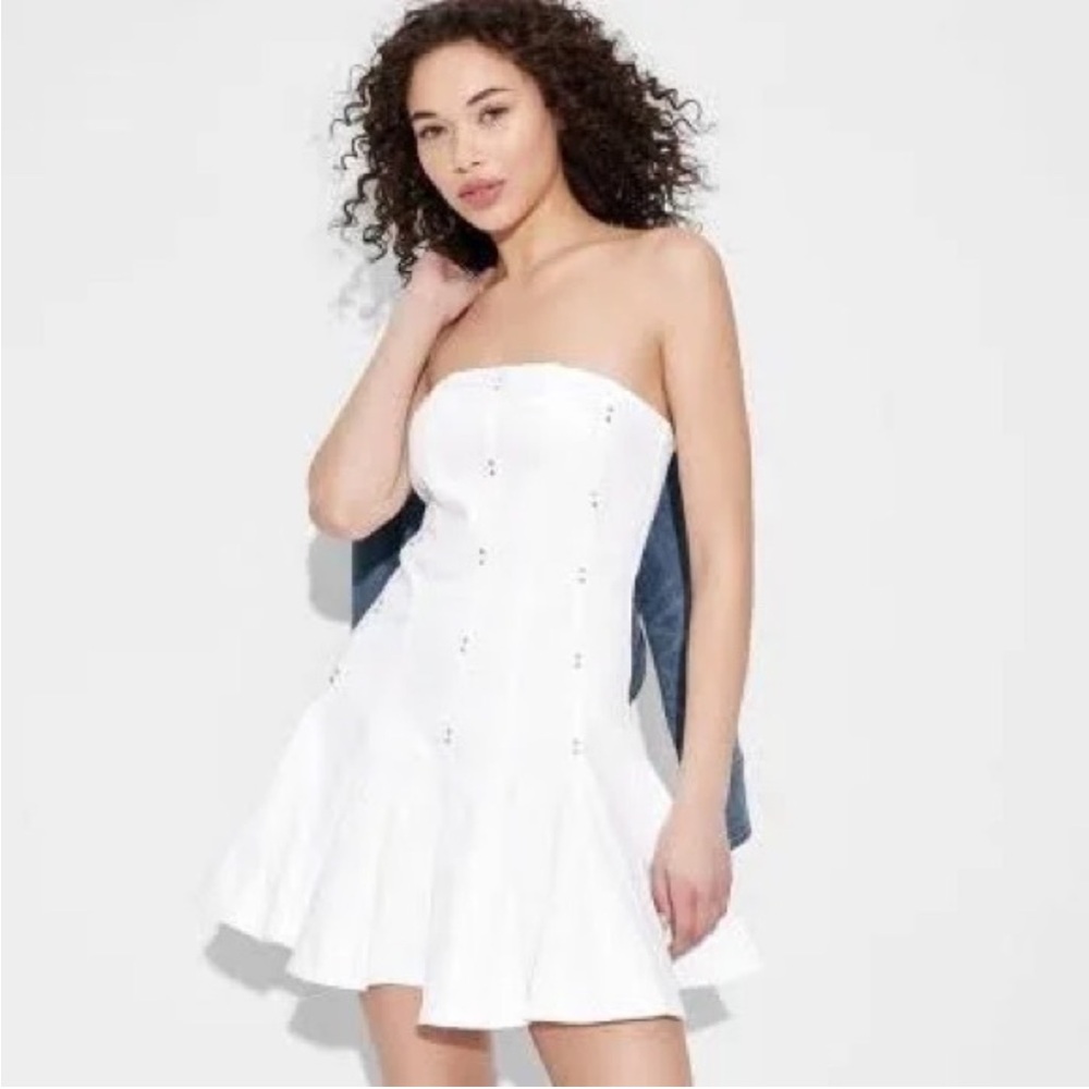 Wild Fable White Strapless Mini Dress